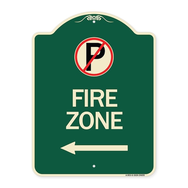 No Parking Symbol and Left Arrow Heavy-Gauge Aluminum Architectural Sign, 24" x 18", G-1824-24655